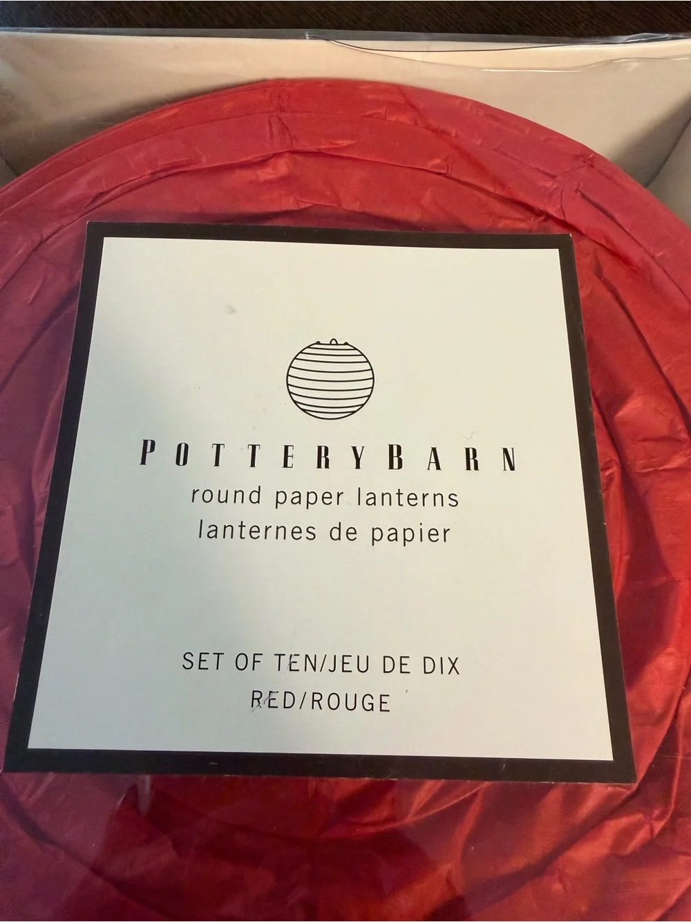 Pottery Barn Red Round Paper Lanterns - Set of Ten new